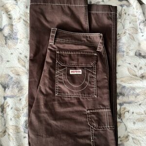 True Religion Chocolate Brown Jeans / Cargo Pants size 27